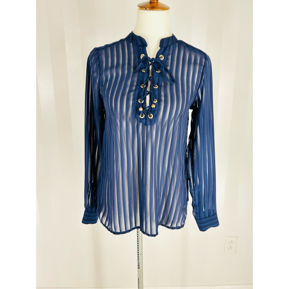 RUE 21 Women’s Navy Blue Sheer Blouse Sz S